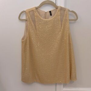 7 For all Mankind beige/butter colored sequence top MEDIUM